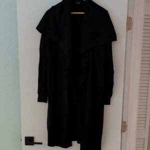 Theory Black long Line Cashmere Cotton Blend Square Neckline Women's Cardigan S